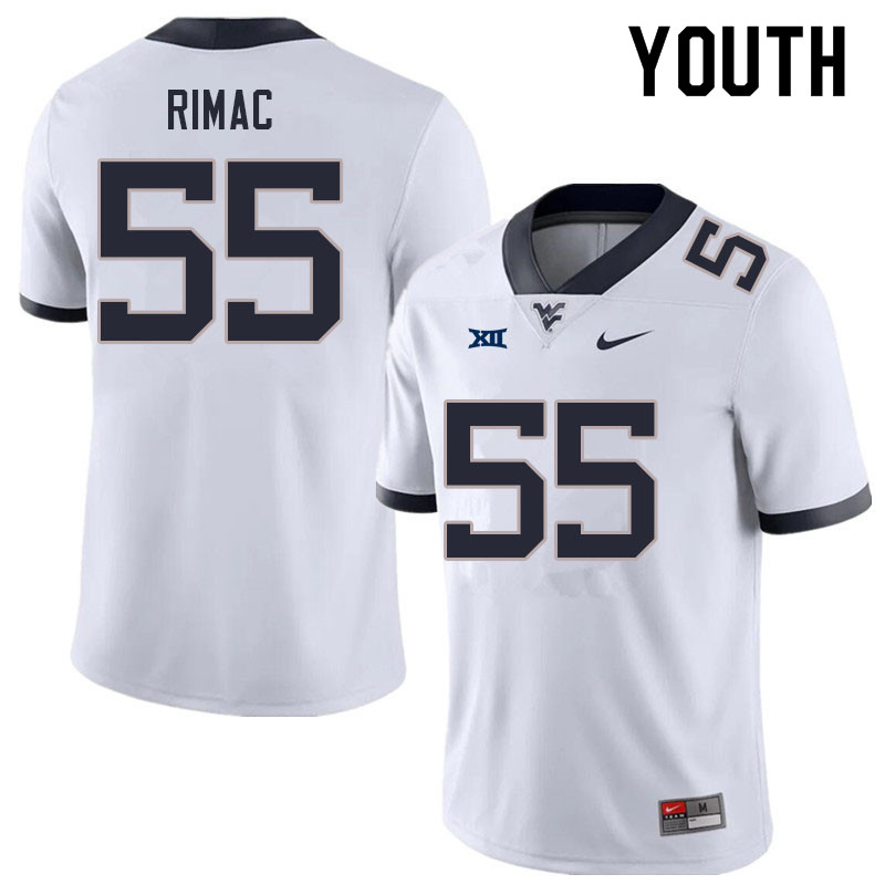 Youth #55 Tomas Rimac West Virginia Mountaineers College Football Jerseys Sale-White